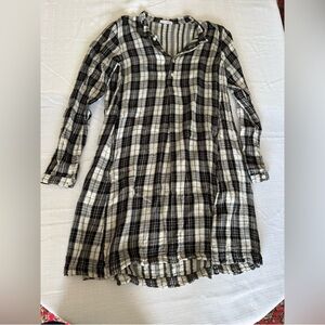 Free people Black and White Plaid Long Sleeve Dress
